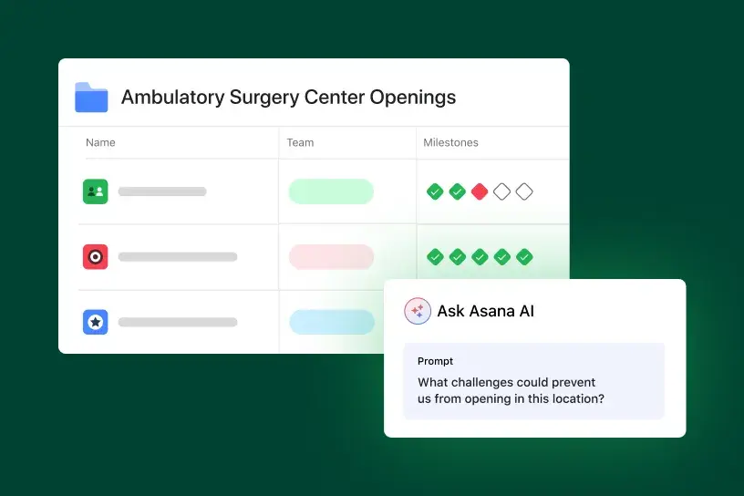 用於新網站開張的 Asana