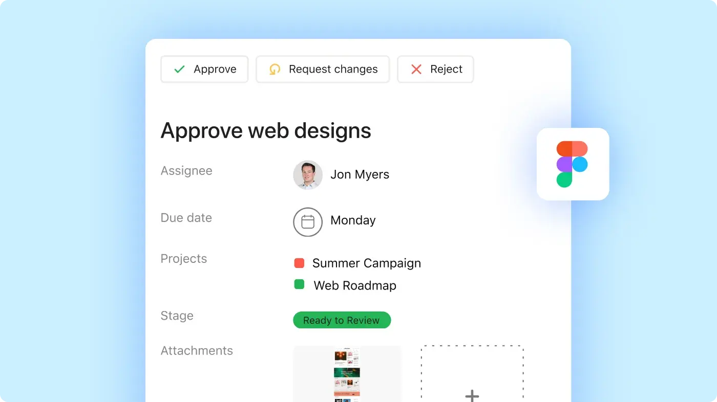 Asana Product UI of design approval for campaign creative