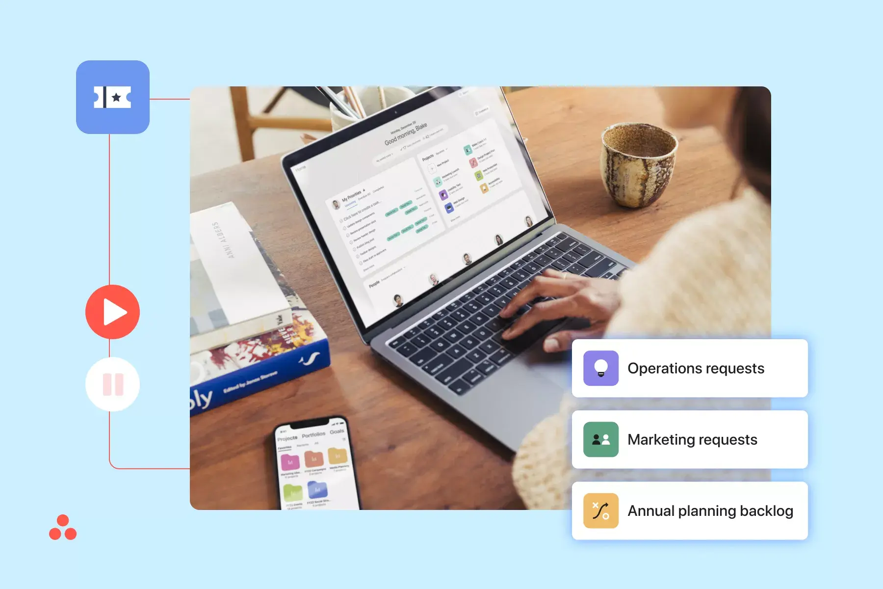 Product screen of the Asana Product Homepage 