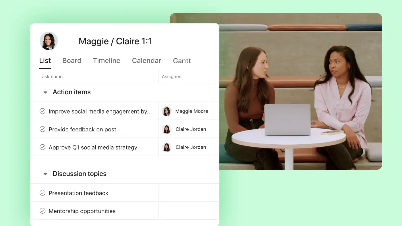 Product UI image in Asana with lifestyle background 